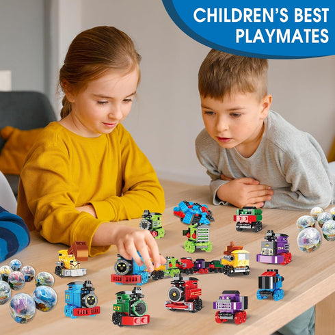 Sets, 12PCS 6 1 Sets, Mini Building Block Vehicle Train Toys Building Blocks, in STEM Toys Eggs Building Party Favors