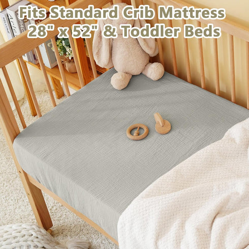 Kewlife gift 100% 360 28" 52" Muslin Crib Sheet Cotton Baby Fitted Sheet for Boys & Girls, Ultra Soft & Breathable