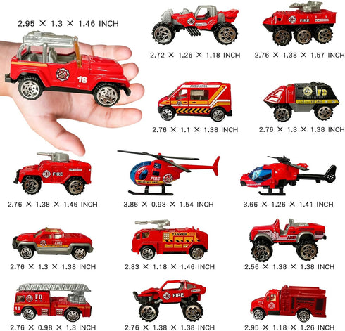 15 Pack Set, 3-12+ OTONOPI Fire Truck Toys Fire Engine Emergency Vehicles, Die Cast Mini Rescue Emergency Car Toy