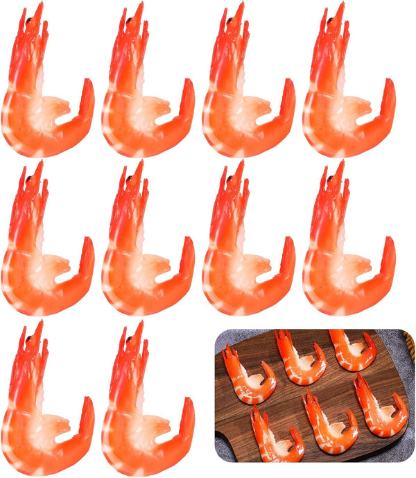 Chalyna 9 Pcs Red Simulated Fake Shrimps Model Simulated Cooked Shrimps Artificial