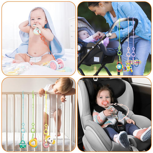 sopkdey 6pcs Toy Straps for Baby, Adjustable Toy Holder for Stroller Accessories, Silicone Baby Tether Pacifier Clip