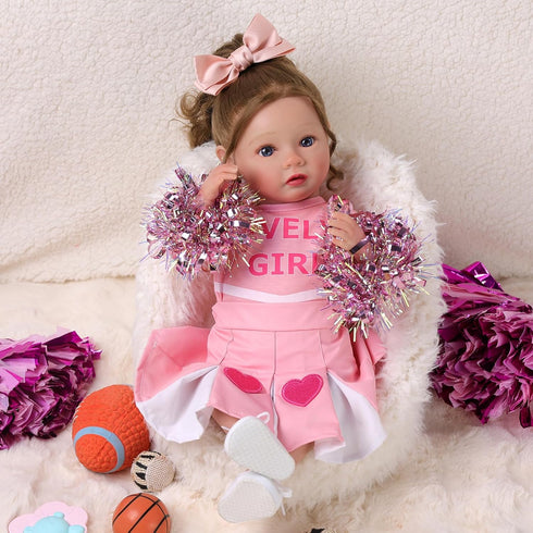 BABESIDE 4 Pcs Reborn Baby Doll Clothes Set for 17-22 Inch Dolls with Heart Pattern Accessories