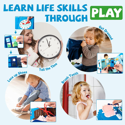 3-5, (4 My First Busy Book for Toddlers Montessori Quiet Book with Life Skills Activities, Sensory Activity Book