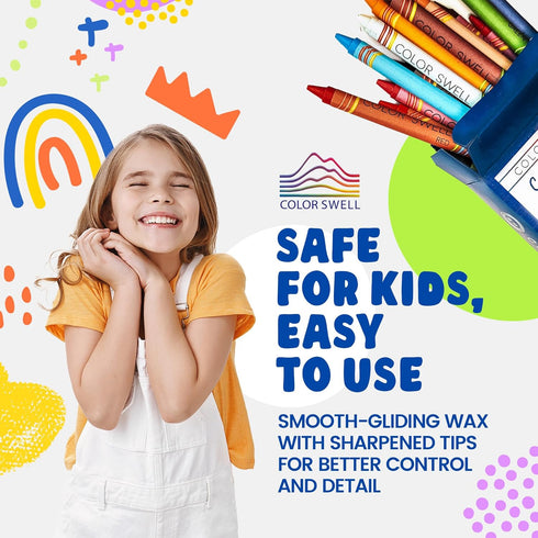 24-Pack Color Swell Crayons Non-Toxic, Ideal for Kids, Students, Adults, and Classroom Activities