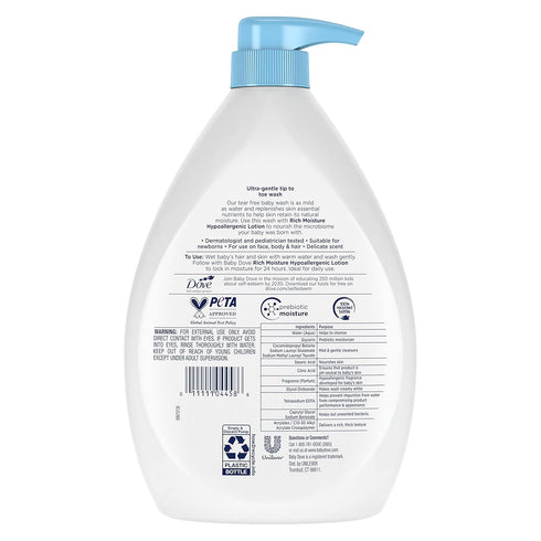 Baby Dove Sensitive Skin Care Baby Wash Rich Moisture For Baby Bath Time Tear-Free and Hypoallergenic 34 oz