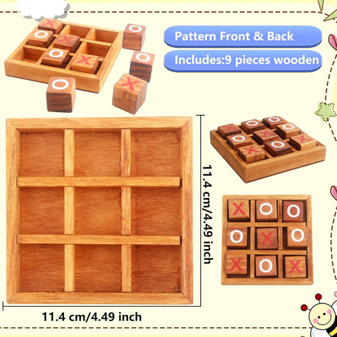 3 Sets Wooden Tic Tac Toe Games Wood XO 3D Blocks Toys Classic Tabletop Strategy Board Games for Kids Adult Home Games Party Favor