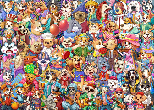 Jigsaw Puzzles for Adults, 1000 Piece Dog's World Puzzle, Cartoon Puzzles for Adults