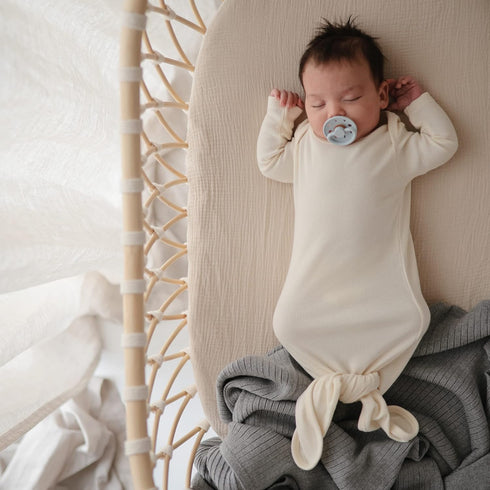 24"x 38" mushie Extra Soft Muslin Fitted MINI Crib Sheet | (Fog)