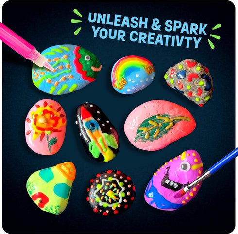 6-12 6, 7, 8, 9, 10, 11 12 Dan&Darci Kids Rock Painting Kit - Glow in The Dark - Gifts Arts & Crafts for Boys and Girls