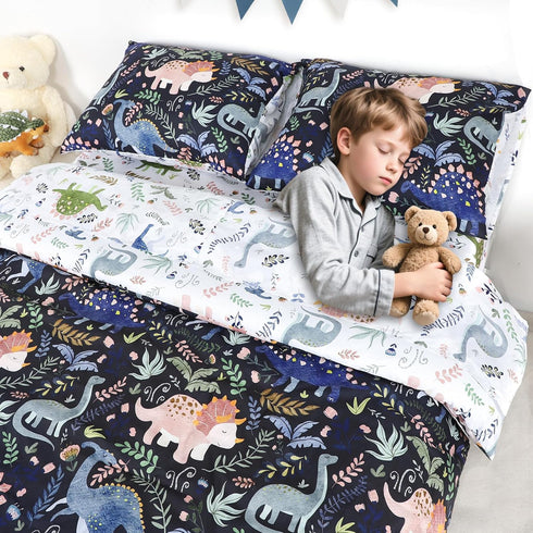 Sets Set 5 Set Toddler Bedding Twin Size for Girls, Dinosaur Toddler Crib Bedding Piece Floral Toddler Comforter