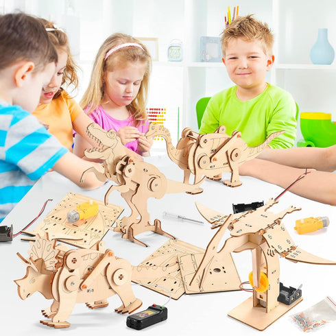 8-10-12, 4 1 8-12, 3D Dinosaur STEM Kits for Kids Ages in Wood Building Toys for Boys Age Build It Yourself Woodworking