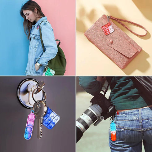 130 Pcs Pop Keychain Party Favors - Mini Fidget Toy Bulk for Birthday, Carnival, Classroom Prizes, Stress Relief Toys