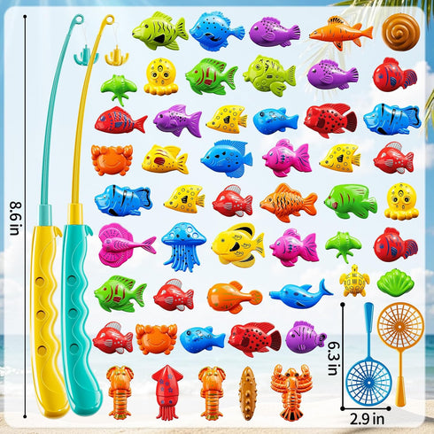 3-5 4-8 3-5, 3 4 5 6 7 8 Magnet Fishing Game for Kids - Fish Toys for Kids Bathtub Floating Toy Fishing Pole and Rod