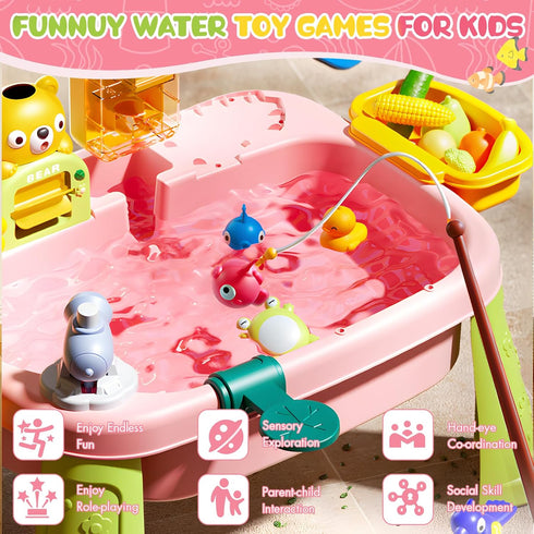2026 1-3 3-8 Summer Upgraded Pink Stand Water Table for Toddlers - Outdoor Toys for Kids Ages with Pump, Outside
