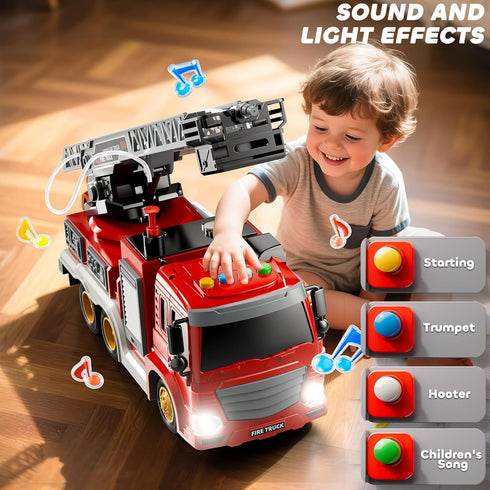 3 4 5 6 7 8 Playset 5-8, Toyset, 3+ JUKUDAHU Fire Truck Toy for Kids Years Old - Fire Trucks with Rotating Ladder