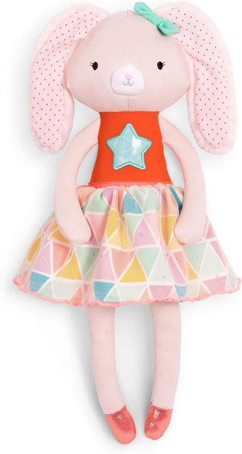 B. toys 15-Inch Plush Bunny - Soft Stuffed Animal for Baby, Toddler, Washable Rabbit, Orange & Pastel Outfit