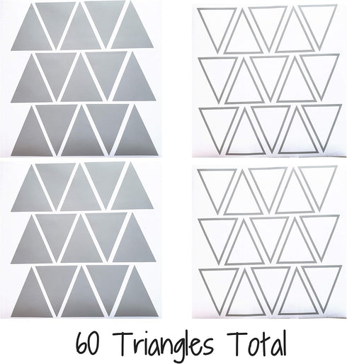 Tribal Triangles Wall Decals, Peel and Stick Vinyl Stickers for Kids, Baby Bedroom Nursery Decor (Grey)