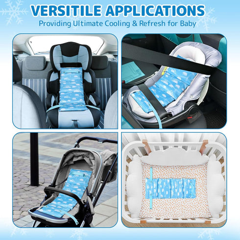 Orzbow Summer Car Seat Cooler Pad for Toddler, Baby Cooling Mat with Removable Ice Pack, Blue