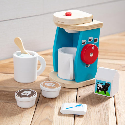 11-Piece Set Set Melissa & Doug Brew and Serve Wooden Coffee Maker - Play Kitchen Accessories Pretend Play Kitchen