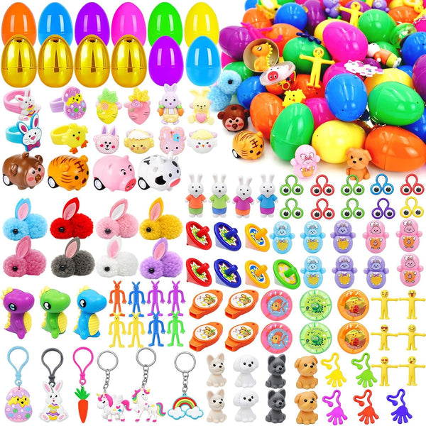 100 PCS Prefilled Easter Eggs with 6 Surprise Golden Eggs & Assorted