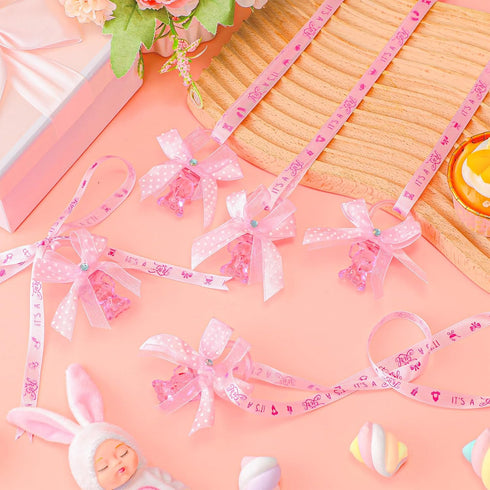 Tondiamo 60 Pcs Baby Shower Pacifiers Elephant Necklace Acrylic Baby Shower Party Favors with Cute Rhinestone Bows