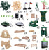 Juvale 100-Piece Army Men Toy Soldiers Playset - Small Plastic Action Figures, Military Battlefield Accessories & Tanks