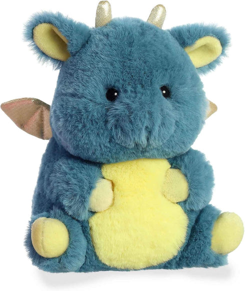 Aurora World Rolly Pet - Egan Dragon, 7" Blue Plush Toy