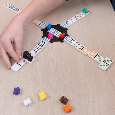 Elbow Set 12 Sunny Days Entertainment Room Games Mexican Train Dominoes Double Color Dot Dominos Game with Tin Case
