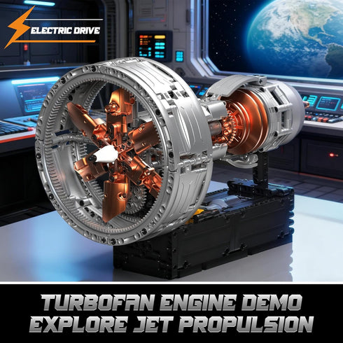 ROKAFU Sets, 12+ Turbojet Engine Building Blocks Motorized Jet Engine Model Kit with Motor, Mini Aircraft Engine Kits