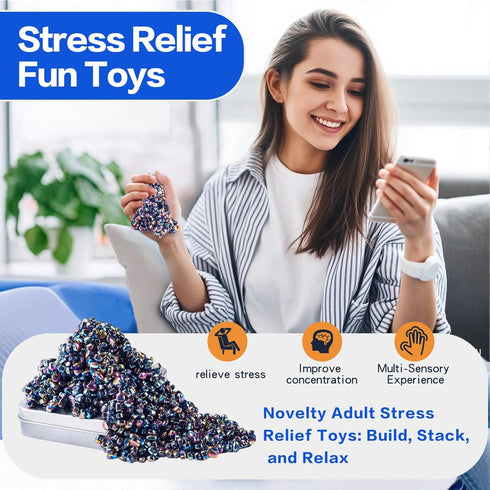 Levuicxk 580PCS Magnetic Fidget Toys for Adults Magnet Fidget, Magnetic Balls, Beads, Rocks & Ferrite Putty Stress