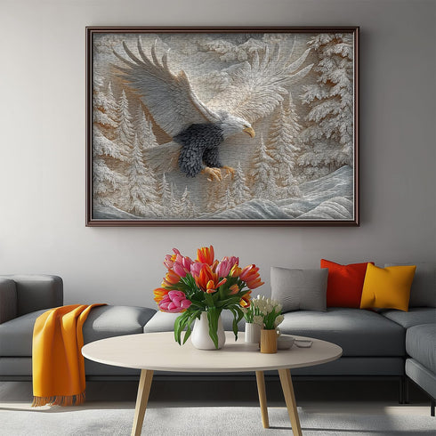 pazzocenter 1000 The Carved Eagle Jigsaw Puzzle Pieces, Majestic Bald Eagle Bird Puzzles for Adults,White Forest Art