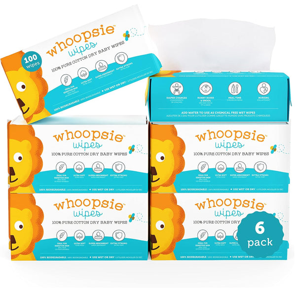 100% Pure Cotton Dry Wipes, 600 Count, Soft & Sensitive, Hypoallergenic, Extra Strong