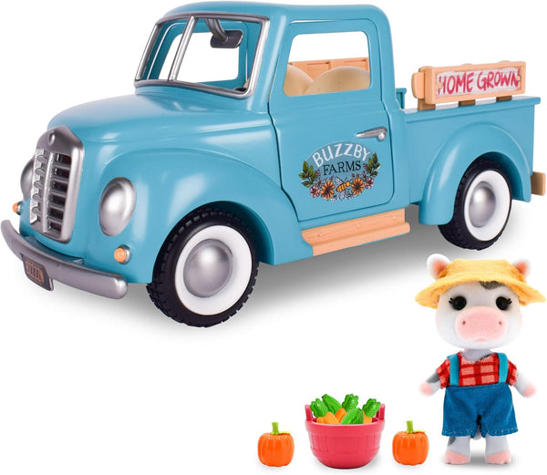 Honey Bee Acres Buzzby Farm Truck Vehicle with Miniature Doll Figure, 10