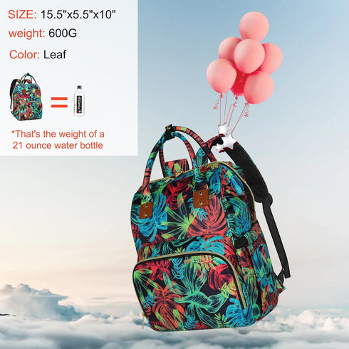 Diaper Bag Backpack Multi-Function Baby Bag With Large Capacity and Insulated Pockets Diaper Backpack Organizer Bag for Mom/Dad, Leaf