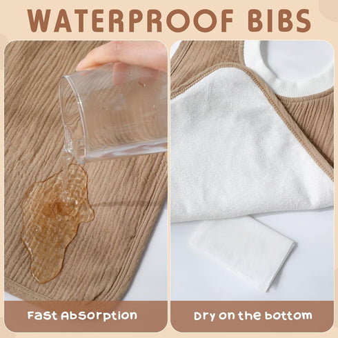 8 Newwiee Pcs Large Muslin Pullover Baby Bibs Full Coverage Toddler Slip on Absorbent Bib Waterproof Toddler Towel Bibs