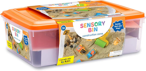 Creativity for Kids Sensory Bin: Construction Zone Playset, Excavator Toys for Boys Ages 3-5+ for Outdoor Fun