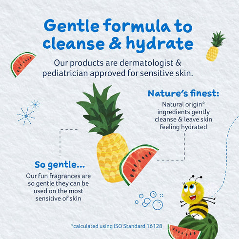 8.4 Oz Childs Farm, Kids Hair & Body Wash for Dry, Sensitive Skin, Watermelon & Organic Pineapple, Gently Cleanses