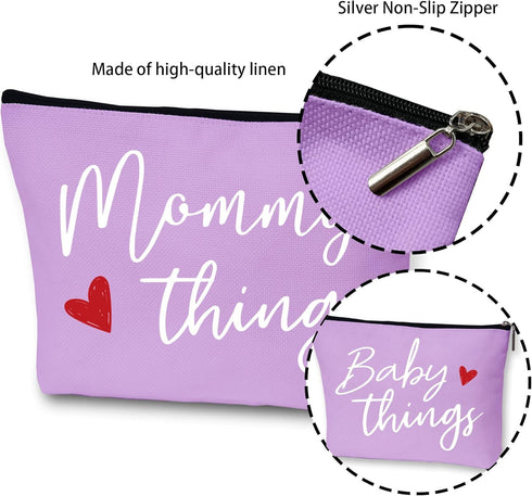 Mommy Set, Mommy Set 2 and Baby Matching Pouch Things and Baby Things Bags, Gifts for New Moms Expecting Moms, Matching
