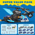 Playset XDUOYJOY Police Helicopter Toy with Vehicles, Fighter Jets, Airplane, SWAT Truck and Roadblocks, Police Rescue