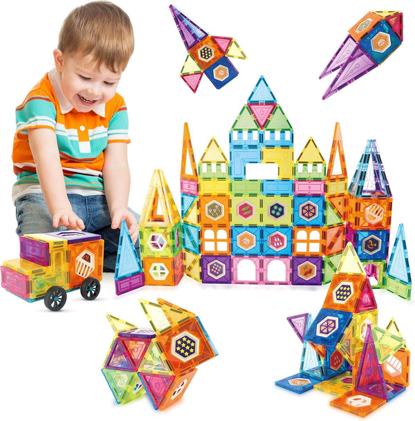 Contixo ST4 Magnetic Tiles - 112 PCs 3D Building Blocks STEM Construction