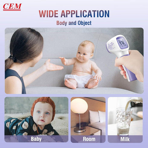 CEM DT-8806 Digital Thermometer for Adults and Kids - No Touch Forehead Thermometer with Fever Alarm and Instant