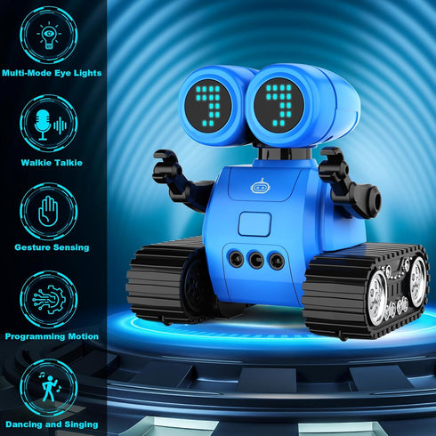 Hamourd Robot Toys for Boys and Girls, Emo Robot with Walkie-Talkie, Gesture Sensing, Programming Motion, Music