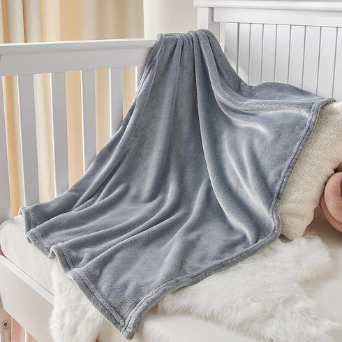 KMUSET Kids Blanket for Boys Girls 30x40 inches, Soft Cozy Fuzzy Swaddle Throw Blanket, Small Fleece Blanket for Crib Stroller, Grey by KMUSET