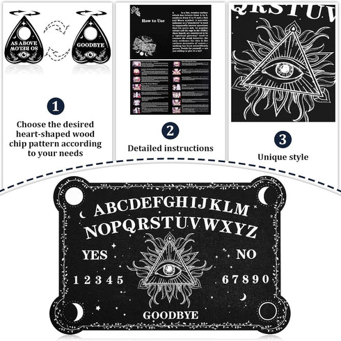Pendulum Dowsing Divination Board Set, Black Wooden Talking Board for Parties and Gatherings