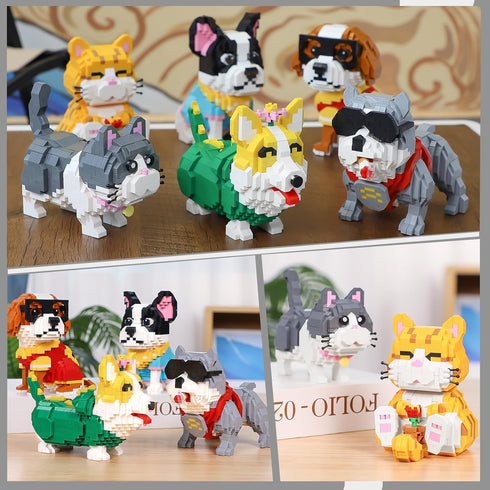 8-14, (998 Cute Animal Bully Pitbull Micro Mini Building Blocks Kit, Mini Dog Micro Bricks Building Toys for Adults