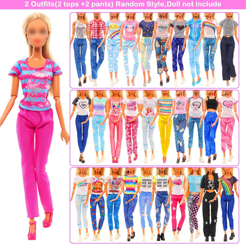 BARWA 10 Sets Doll Clothes, 3 Sequins Dresses, 3 Floral Dresses & 4 Casual Outfits for 11.5 Inch Dolls