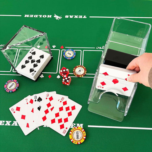 SEETOOOGAMES Blackjack Shoe Discard Tray - Poker Cards Dealing Shoe with Discard Holder - Clear Acrylic Card Dispenser