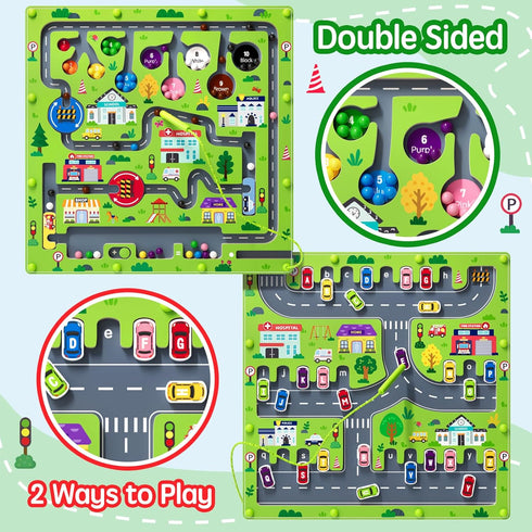 rifamee 2 1 Counting 3-5 in Magnetic Color and Number Maze Magnet Alphabet Double Sided Board Wood Puzzle Fine Motor
