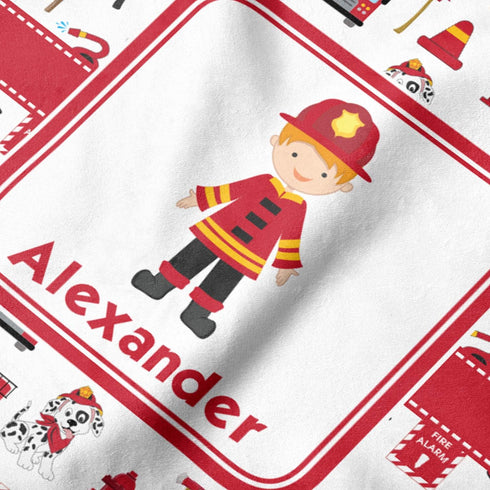 Personalized Firefighter Character Hooded Baby Towel - Custom Name