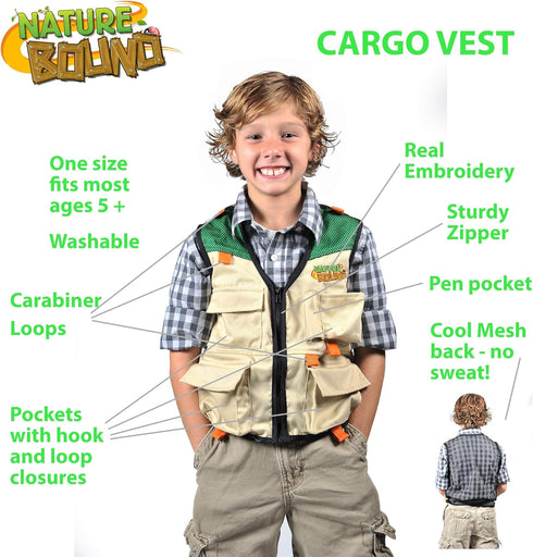 Nature Bound Cargo Vest for Kids - Zipper, 4 Pockets, Durable Stitching